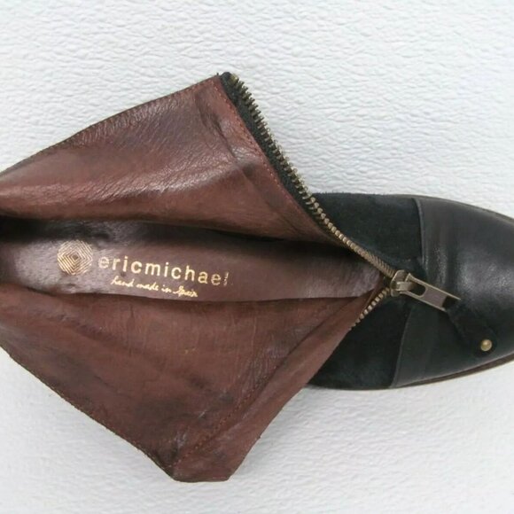 Eric Michael Leather Suede Heeled Ankle Booties Front Zip Size 8 - Picture 5 of 10